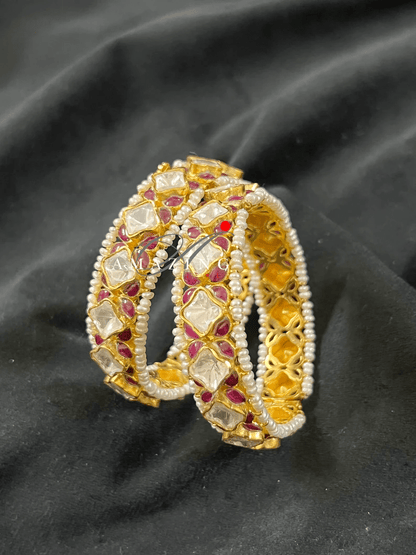 Silver Moissanite Polki Ruby Bangles, Silver Bangle, Bridal Polki Bangle , Indian Bangles, Wedding Jewelry, Bridal Jewelery, Silver Bangles