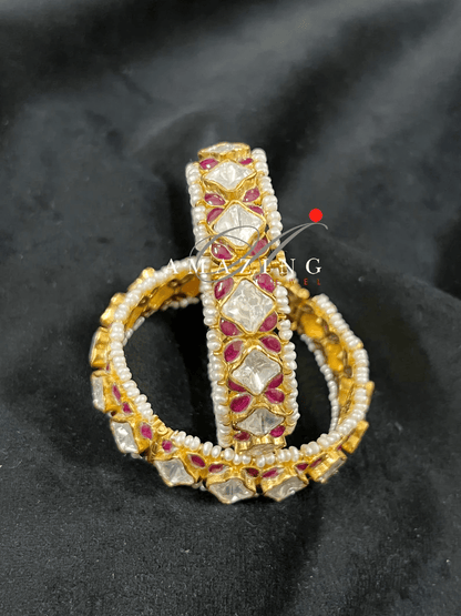 Silver Moissanite Polki Ruby Bangles, Silver Bangle, Bridal Polki Bangle , Indian Bangles, Wedding Jewelry, Bridal Jewelery, Silver Bangles