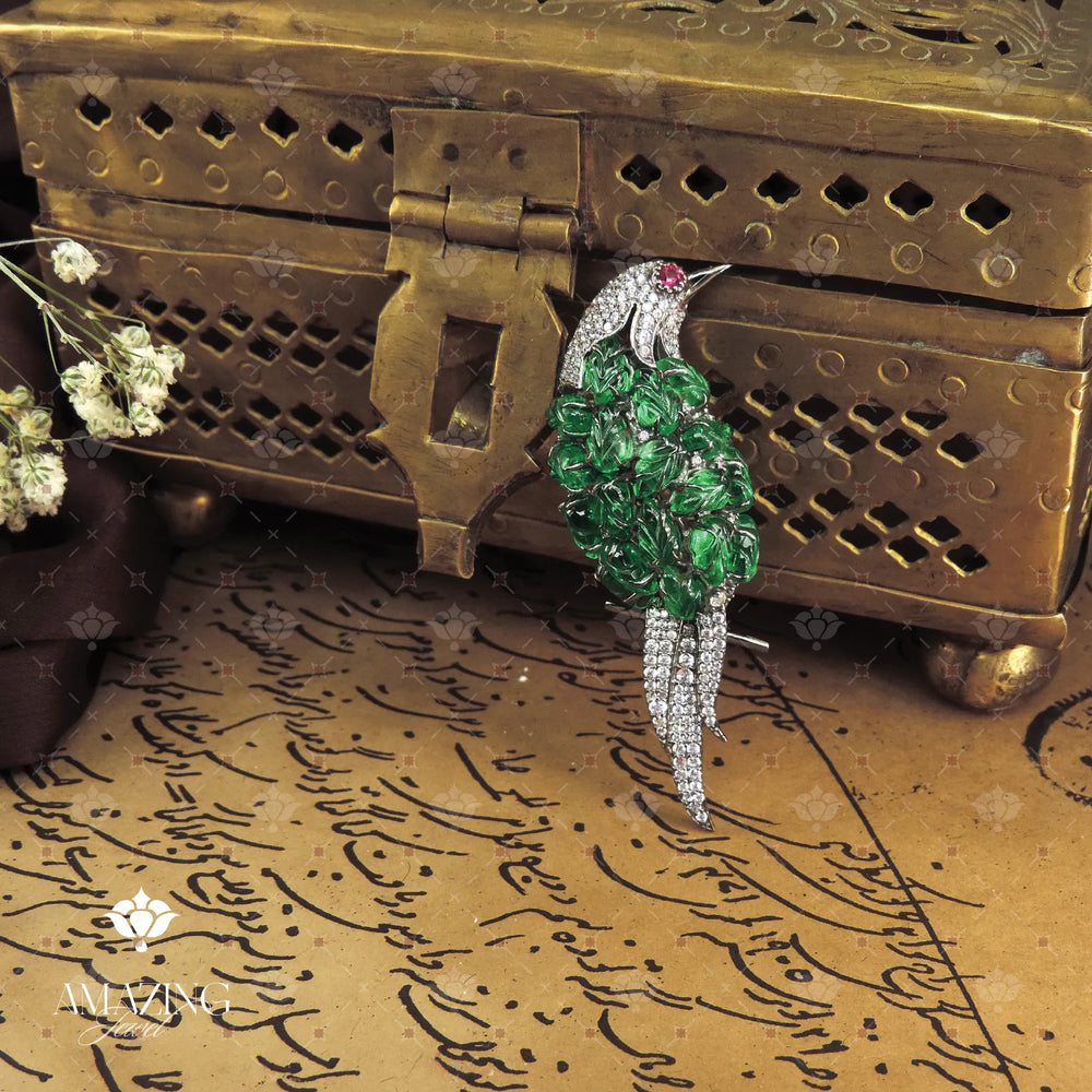 Carving Parrot Brooch