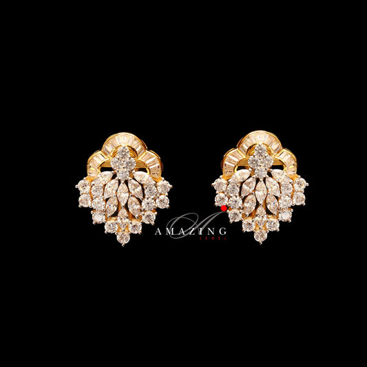 Silver Studded Cubic Zirconia Earring   Swarovski Studs   Bridal Jewelry   Traditional Jewelry   925 Sterling Silver Earring   Fine Jewelry