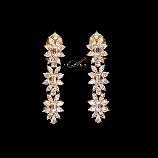 Silver Studded Cubic Zirconia Earring , Swarovski Chandeliers ,Bridal Jewelry ,Contemporary Jewelry,925 Sterling Silver Earring,Fine Jewelry