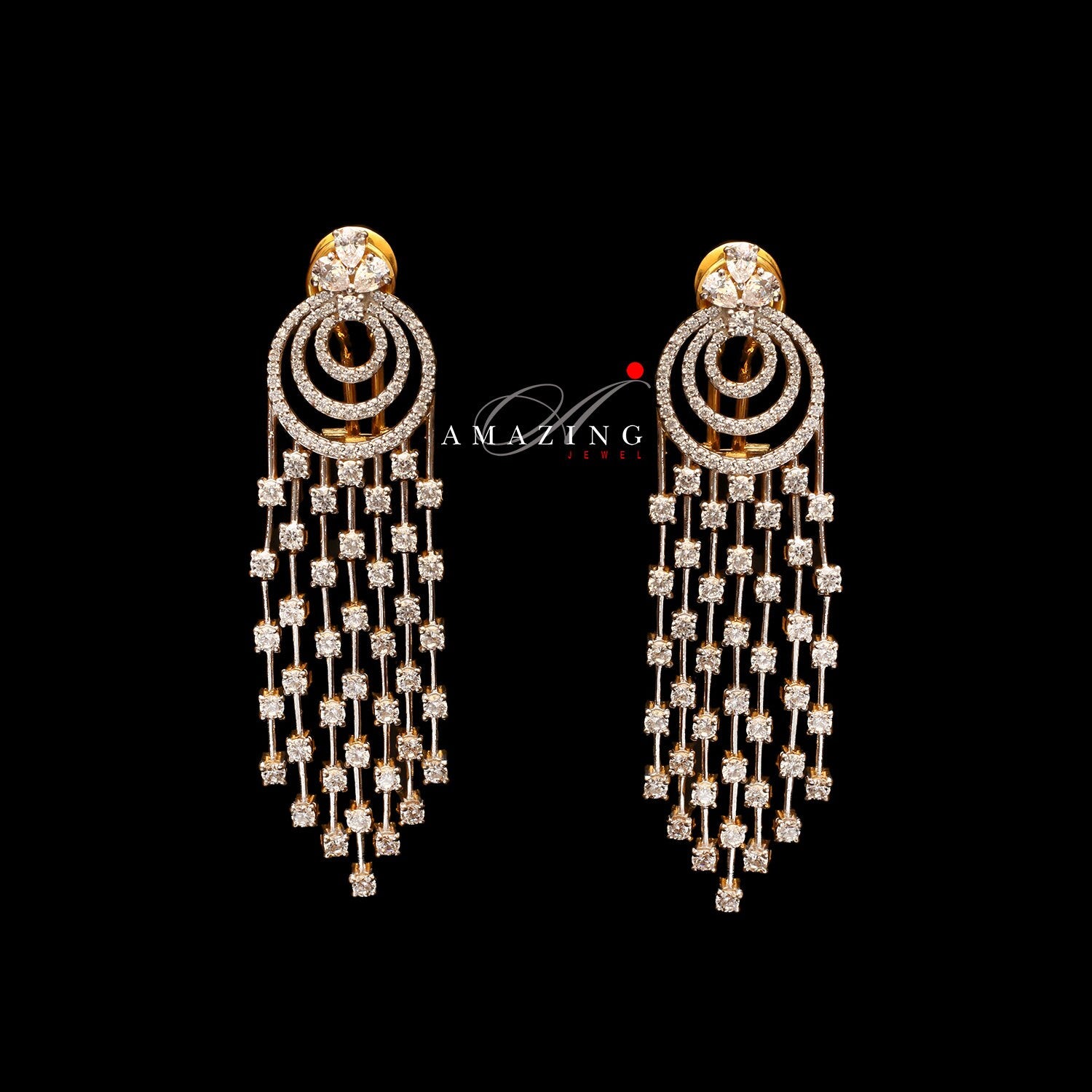 Silver Studded Cubic Zirconia Earring , Swarovski Chandeliers ,Bridal Jewelry ,Contemporary Jewelry,925 Sterling Silver Earring,Fine Jewelry