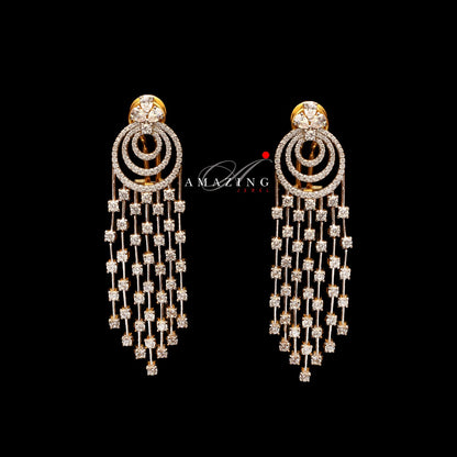 Silver Studded Cubic Zirconia Earring , Swarovski Chandeliers ,Bridal Jewelry ,Contemporary Jewelry,925 Sterling Silver Earring,Fine Jewelry