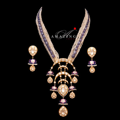 Silver Moissanite Polki Necklace Wedding Jewelry Indian Traditional Jewelry Bridal Jewelry 925 Sterling Silver Necklace  Kundan Necklace