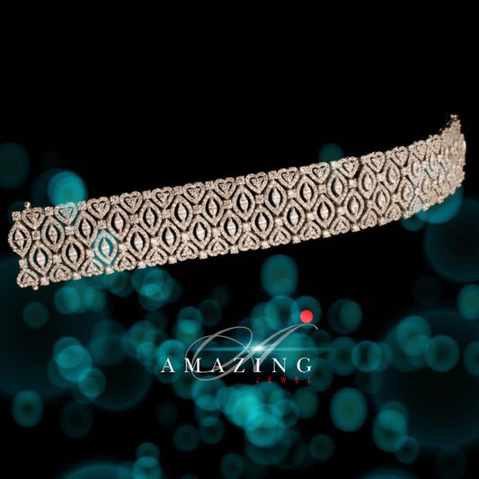 Silver Swarovski Studded Bracelet Cubic Zirconia Bracelet Indian Traditional Bracelet 925 Sterling Silver Bracelet Bridal Jewelry 18K Plated