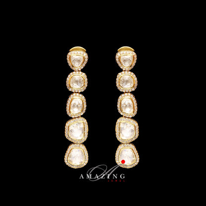 Silver Moissanite Polki Earring,Moissanite Kundan Earring,925 Sterling Silver Earring,Bridal Jewelry,Traditional Jewelry ,Women Jewelry