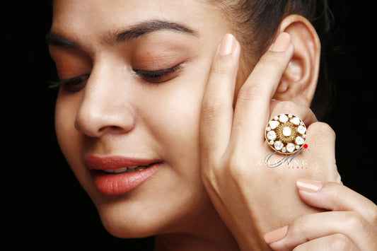 Silver Moissanite Polki Ring  Indian Wedding Ring   Indian Polki  Indian Wedding Jewelry  Cocktail Ring   Ring | Indian Ring | Uncut jewelry