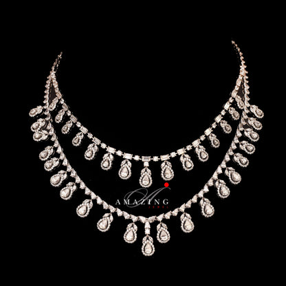 Silver Swarovski Set Indian Wedding Jewelry Set Indian Traditional Jewelry Bridal Jewelry 925 Sterling Silver Necklace Set Travel Jewelry