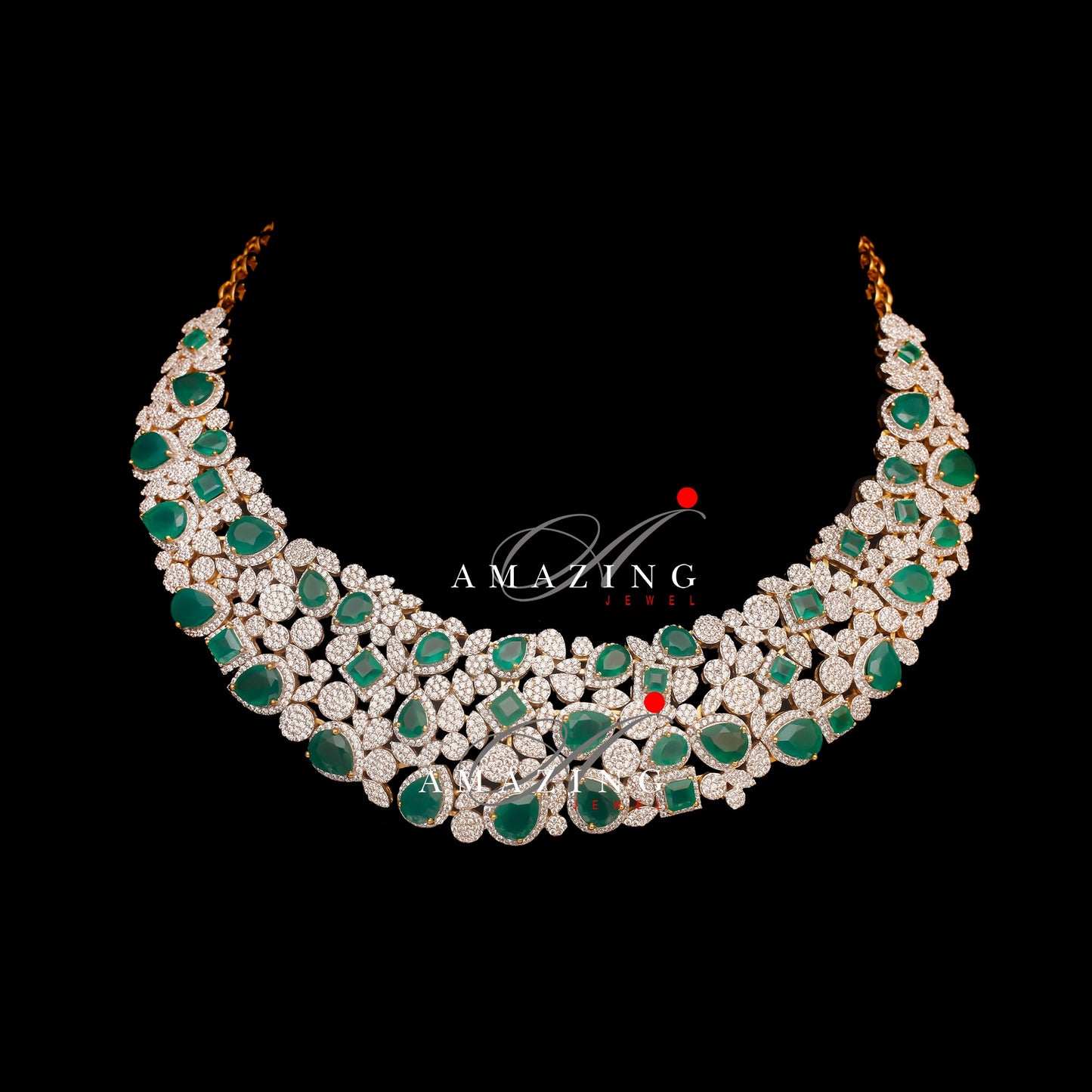 Silver Swarovski &Hydro Emerald Set Indian Wedding Jewelry Set Indian Traditional Jewelry Bridal Jewelry 925 Sterling Silver Necklace Set