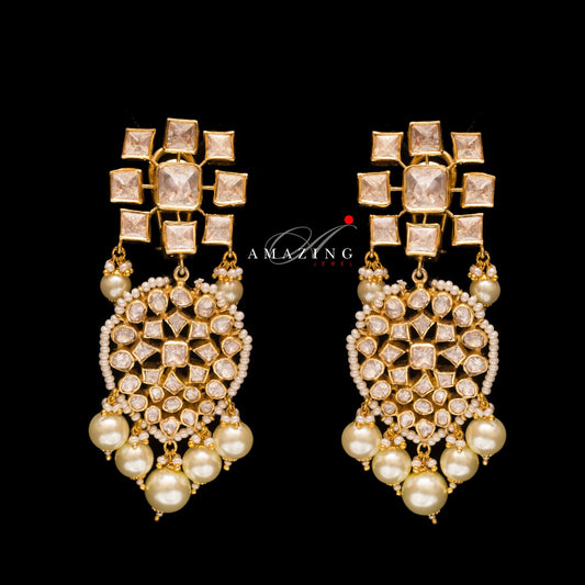 Silver Moissanite Polki Pendant   Indian Polki Jewelry   Moissanite Polki Set  Indian Wedding Jewelry  Indian Traditional Jewelry   Jewelry