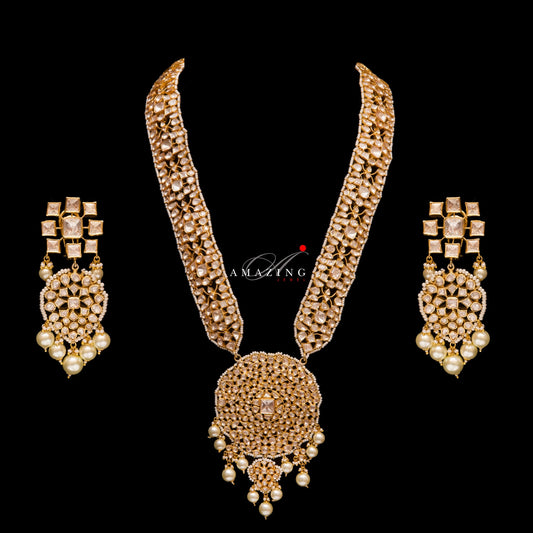 Silver Moissanite Polki Pendant   Indian Polki Jewelry   Moissanite Polki Set  Indian Wedding Jewelry  Indian Traditional Jewelry   Jewelry