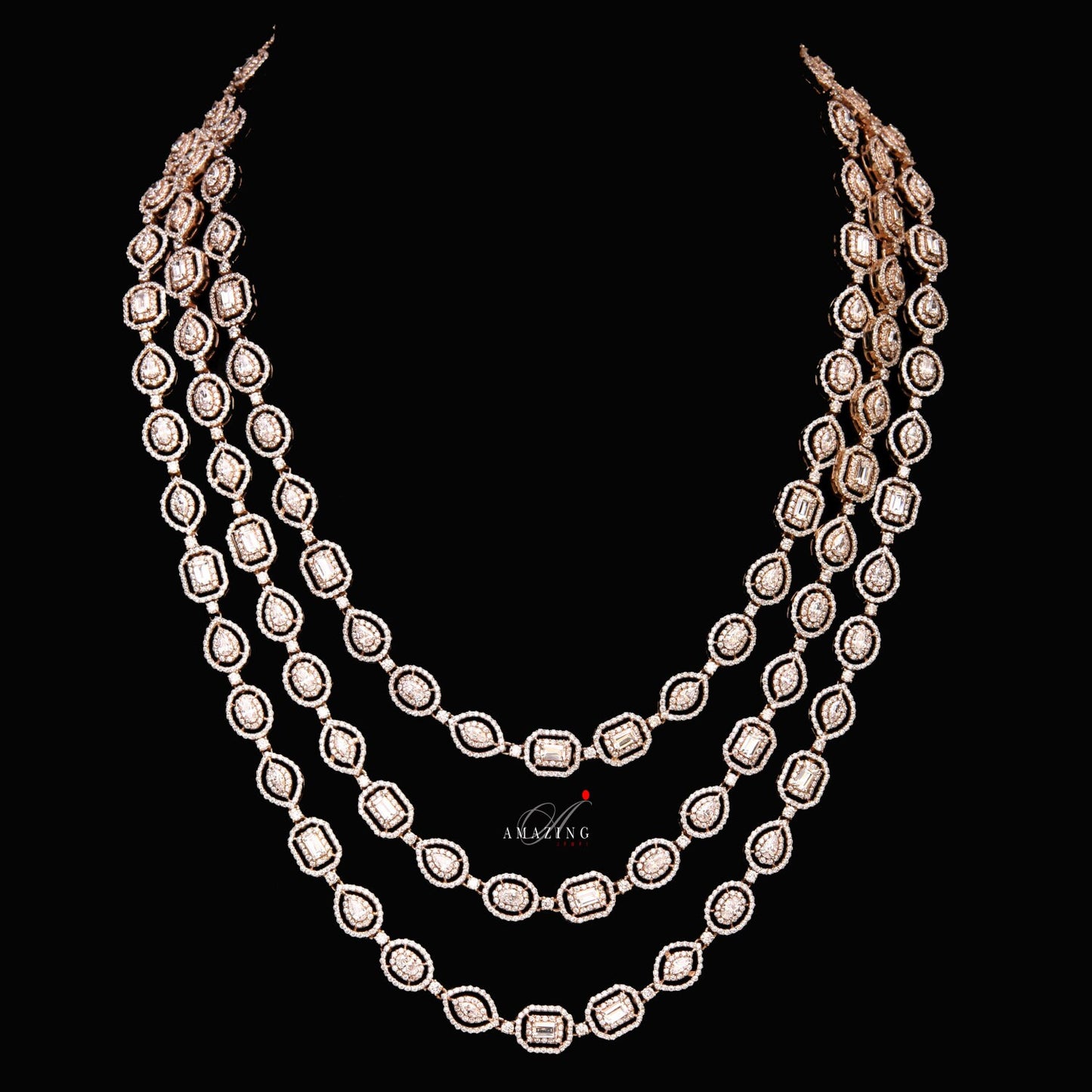 Silver Swarovski Multi Line Set Indian Wedding Jewelry Set Traditional Jewelry Bridal Jewelry 925Sterling Silver Necklace Set Travel Jewelry