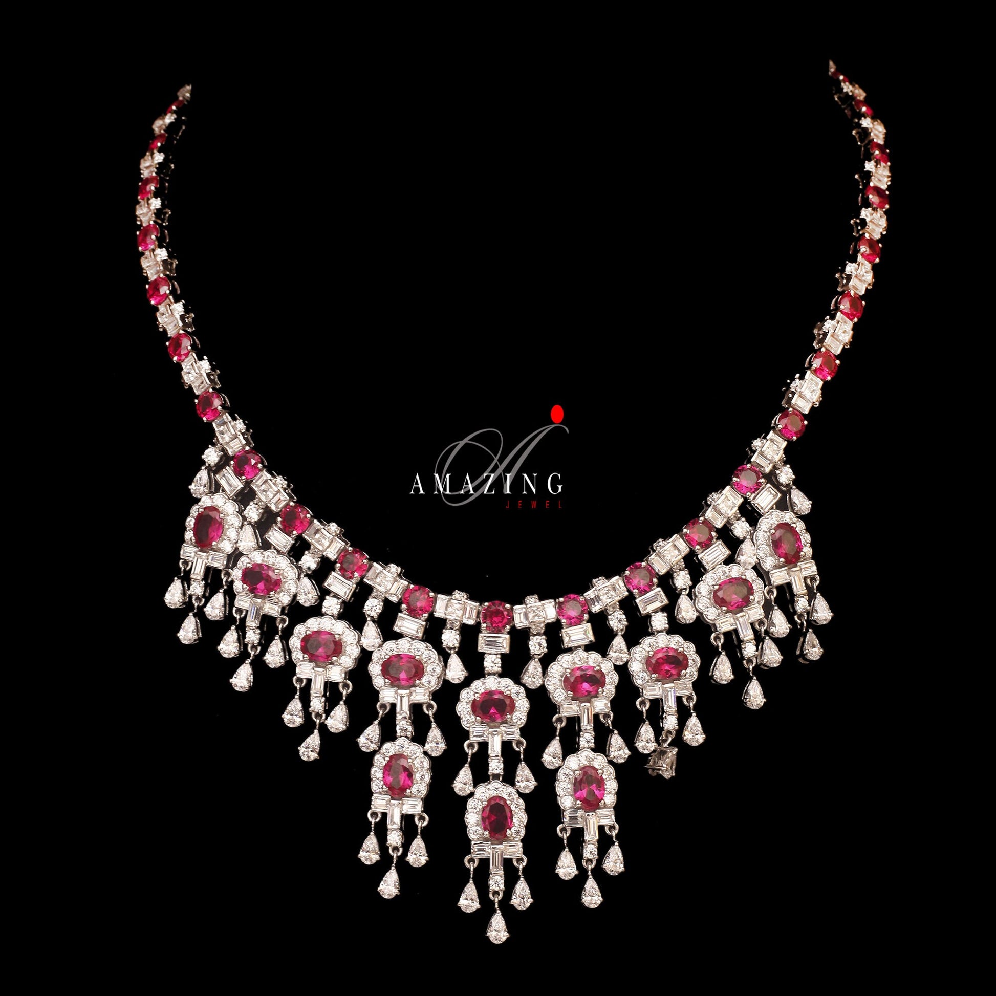 Silver Swarovski Hydro Ruby Set Indian Wedding Jewelry Set Indian Traditional Bridal Jewelry 925 Sterling Silver Necklace Set Travel Jewelry