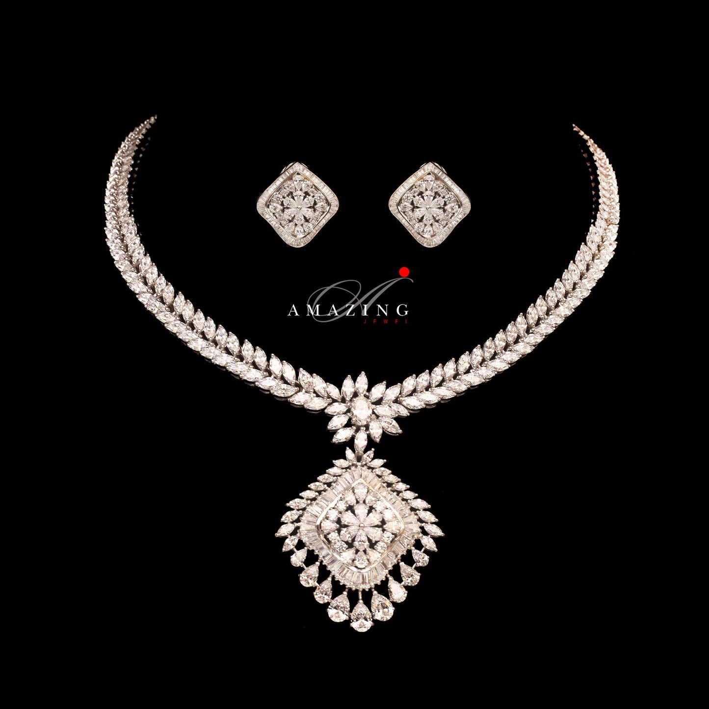 Silver Swarovski Set Indian Wedding Jewelry Set Indian Traditional Jewelry Bridal Jewelry 925 Sterling Silver Necklace Set Travel Jewelry