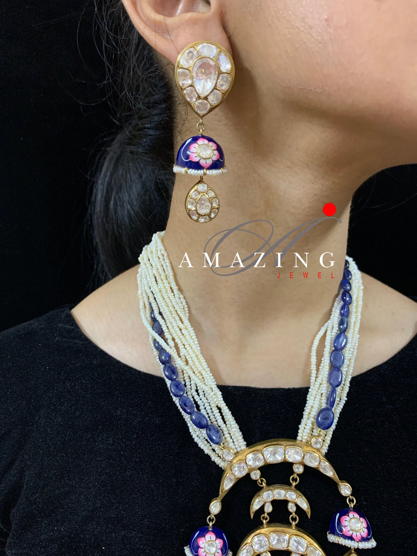 Silver Moissanite Polki Necklace Wedding Jewelry Indian Traditional Jewelry Bridal Jewelry 925 Sterling Silver Necklace  Kundan Necklace