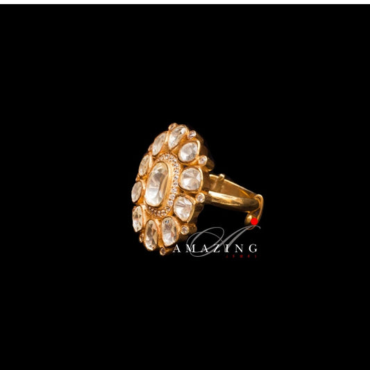 Silver  Polki Cubic Zirconium Ring Indian Wedding Ring Polki Ring Indian Traditional Ring  Indian Ring  Statement Ring Wedding Jewellery