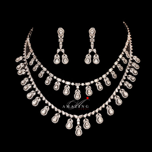 Silver Swarovski Set Indian Wedding Jewelry Set Indian Traditional Jewelry Bridal Jewelry 925 Sterling Silver Necklace Set Travel Jewelry