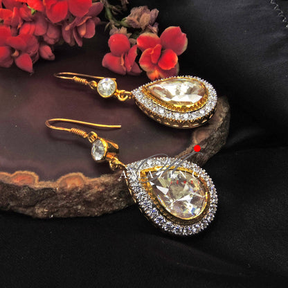 Silver Moissanite Polki Earring Moissanite Kundan Earring 925 Sterling Silver Hoop Earring Bridal Jewelry Traditional Jewelry  Women Jewelry