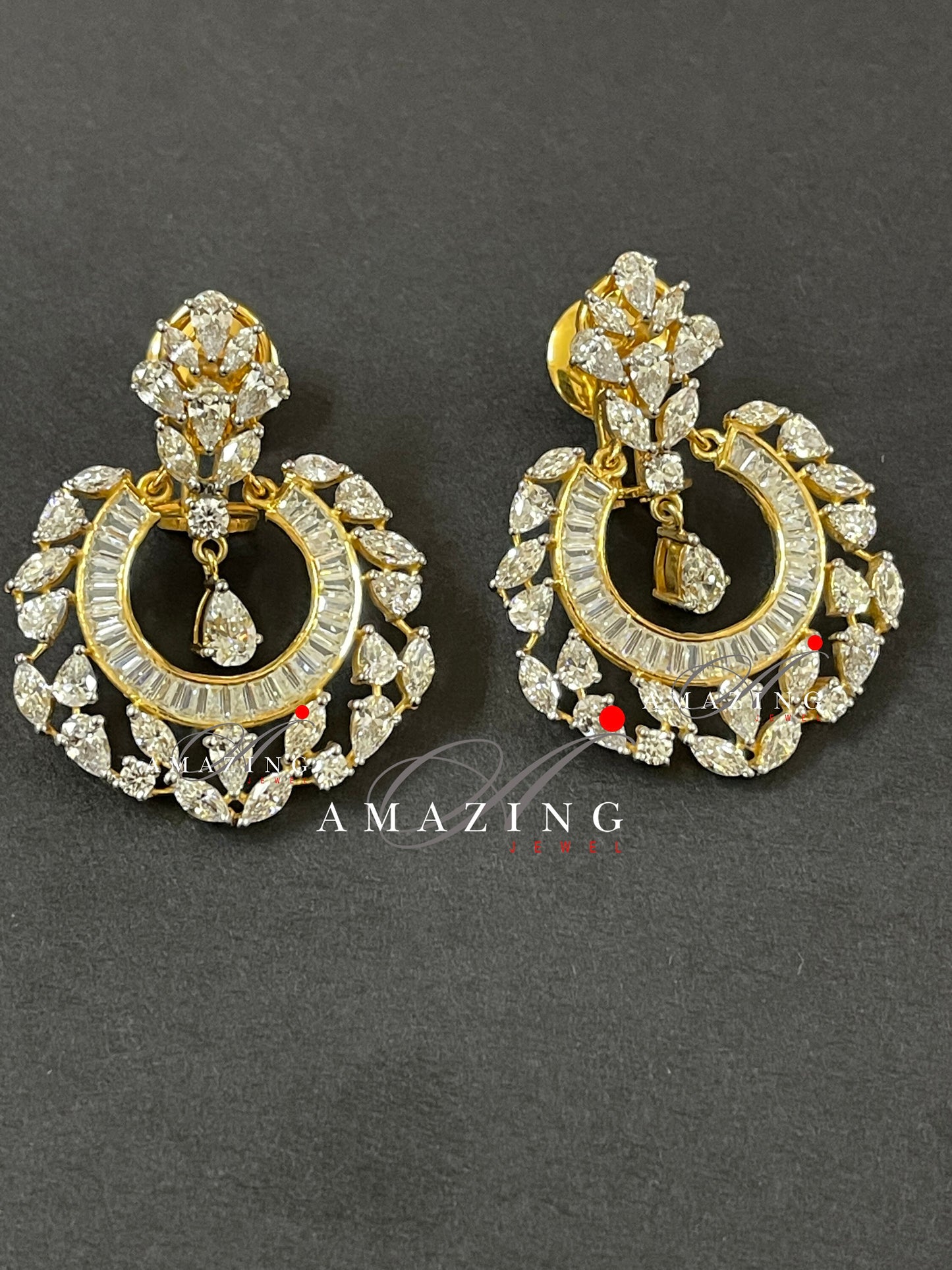 Silver Studded Cubic Zirconia Earring Swarovski Chandbali Bridal Jewelery Wedding Jewelery 925  Silver Earring Fine Jewelery Indian Earrings