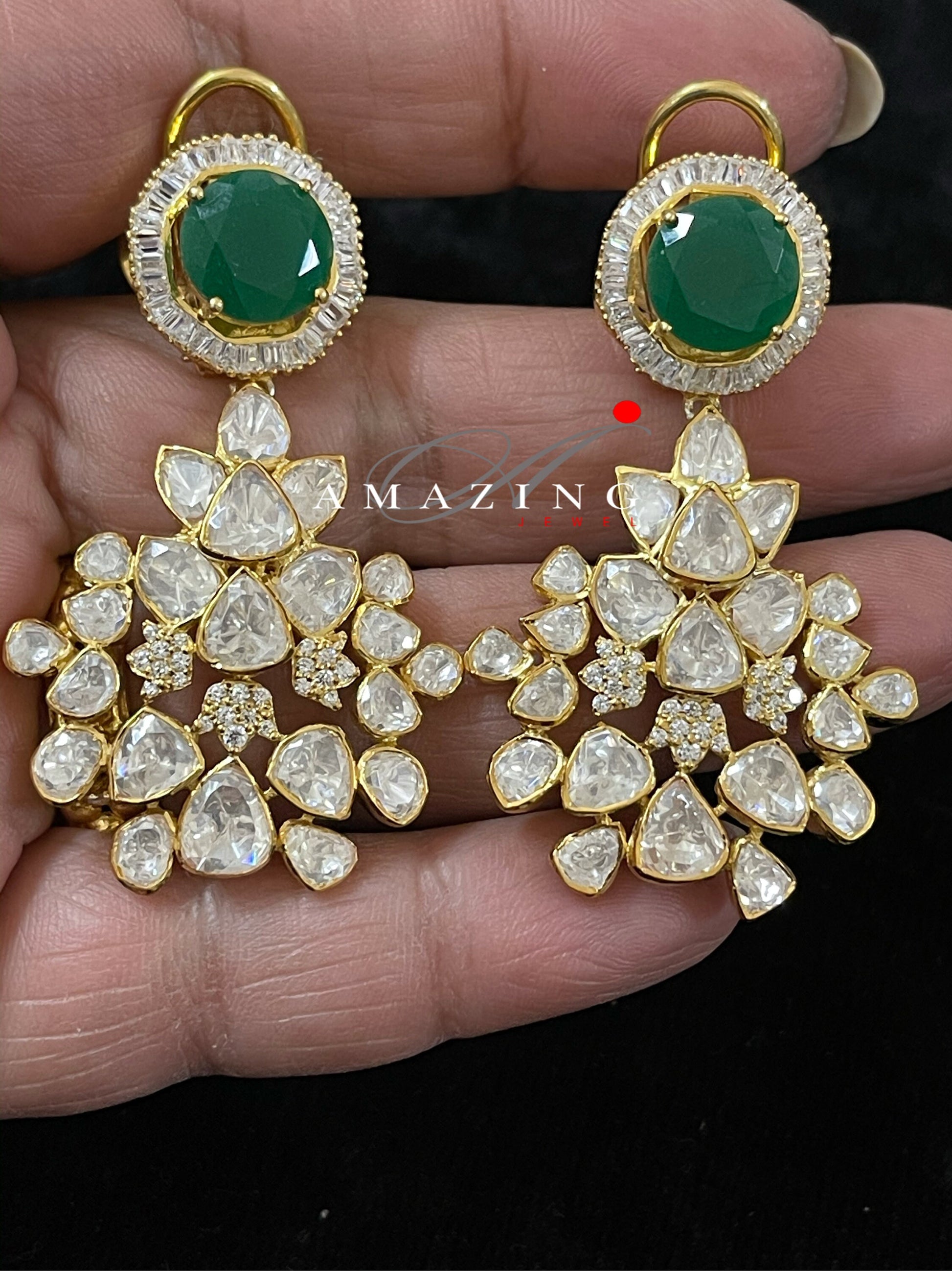 Silver Moissanite Polki Earring Moissanite Kundan Earring 925 Silver Earring Bridal Jewelery Traditional Jewelery Women Jewelry Bridal Jewel