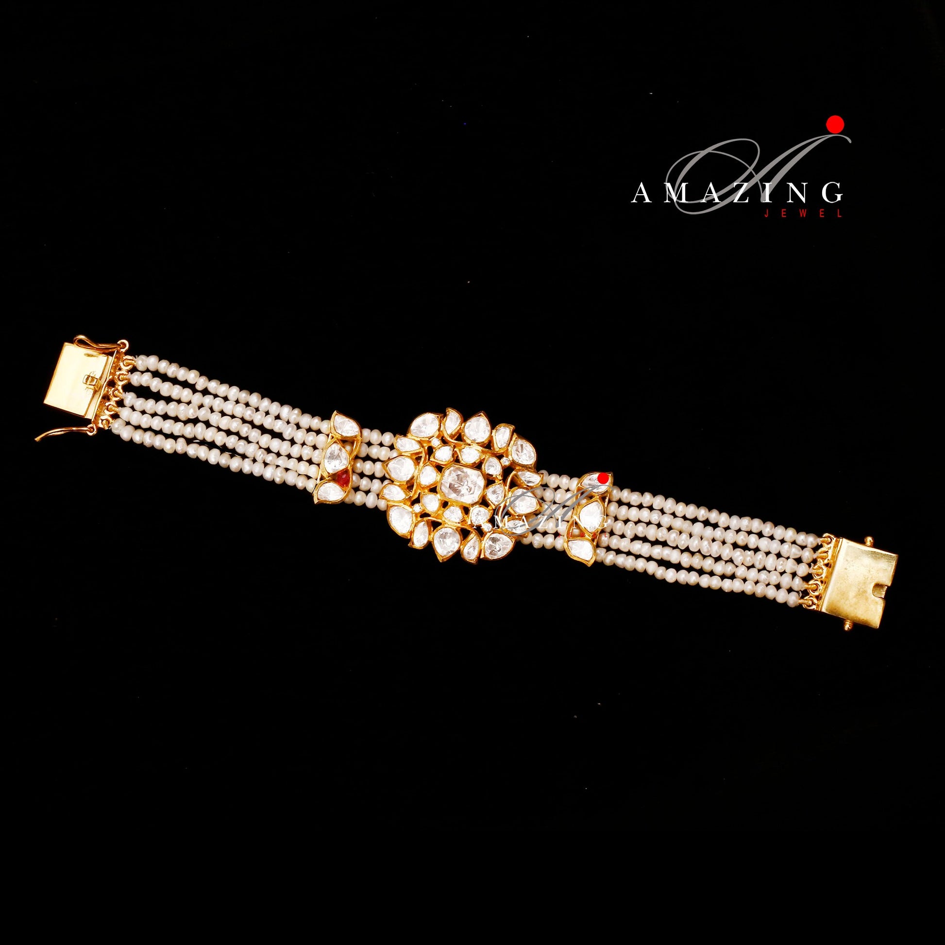 Silver Moissanite Polki Bracelet,Moissanite Polki Bracelets,Indian Traditional Bracelets,Moissanite Bracelets with Box lock,Bridal Jewelry