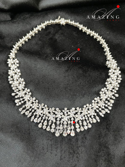 Silver Swarovski Set Indian Wedding Jewelry Set Indian Traditional Jewelry Bridal Jewelry 925 Sterling Silver Necklace Set Travel Jewelry