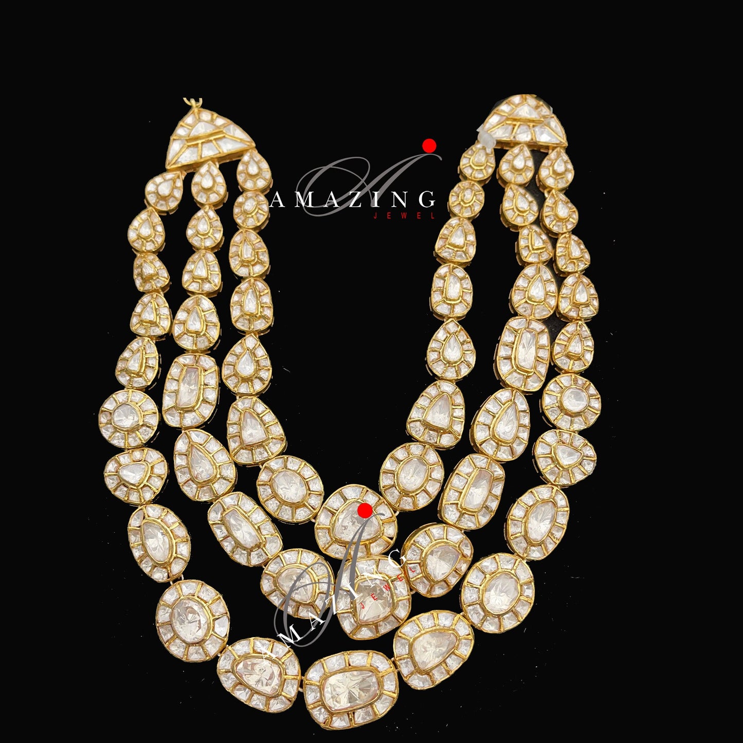 Silver Moissanite Polki Necklace Polki Necklace WeddingJewelery Indian Traditional Jewelry 925 Silver Necklace Bridal set Statement Necklace