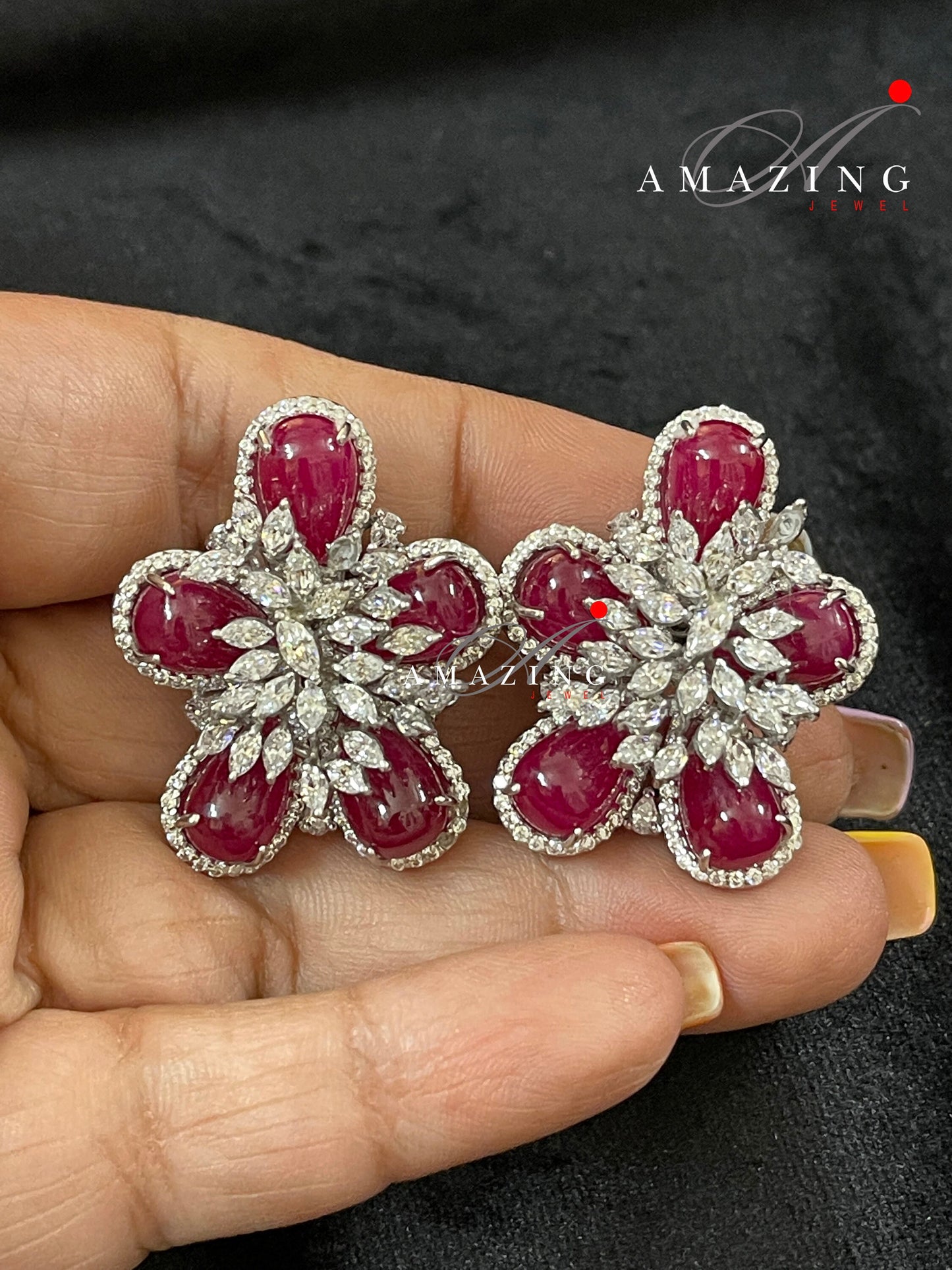 Silver Swarovski Cubic Zirconia Earring Swarovski Studs Bridal Jewelery  Contemporary Jewelery 925 Silver Earring Fine Jewelery Ruby Studs