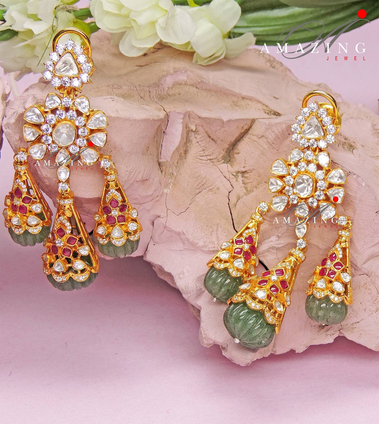 Silver Moissanite Polki Earring Moissanite Kundan Earring 925 Silver Earring Bridal Jewelery Traditional Jewelery Statement Earrings