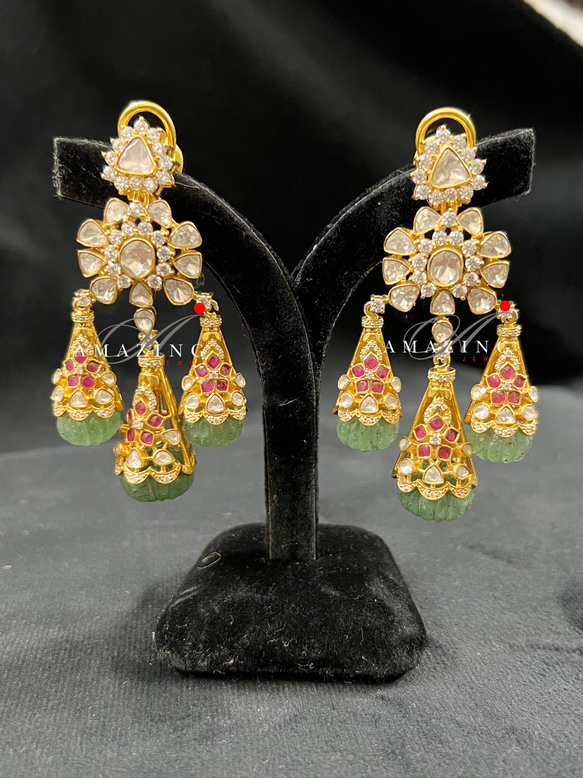 Silver Moissanite Polki Earring Moissanite Kundan Earring 925 Silver Earring Bridal Jewelery Traditional Jewelery Statement Earrings