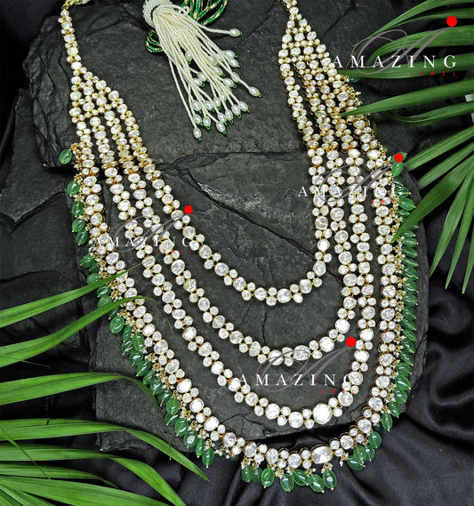 Silver Moissanite Polki Bridal Necklace Wedding Jewelery Indian Traditional Necklace 925 Silver Necklace Bridal Set Statement Necklace