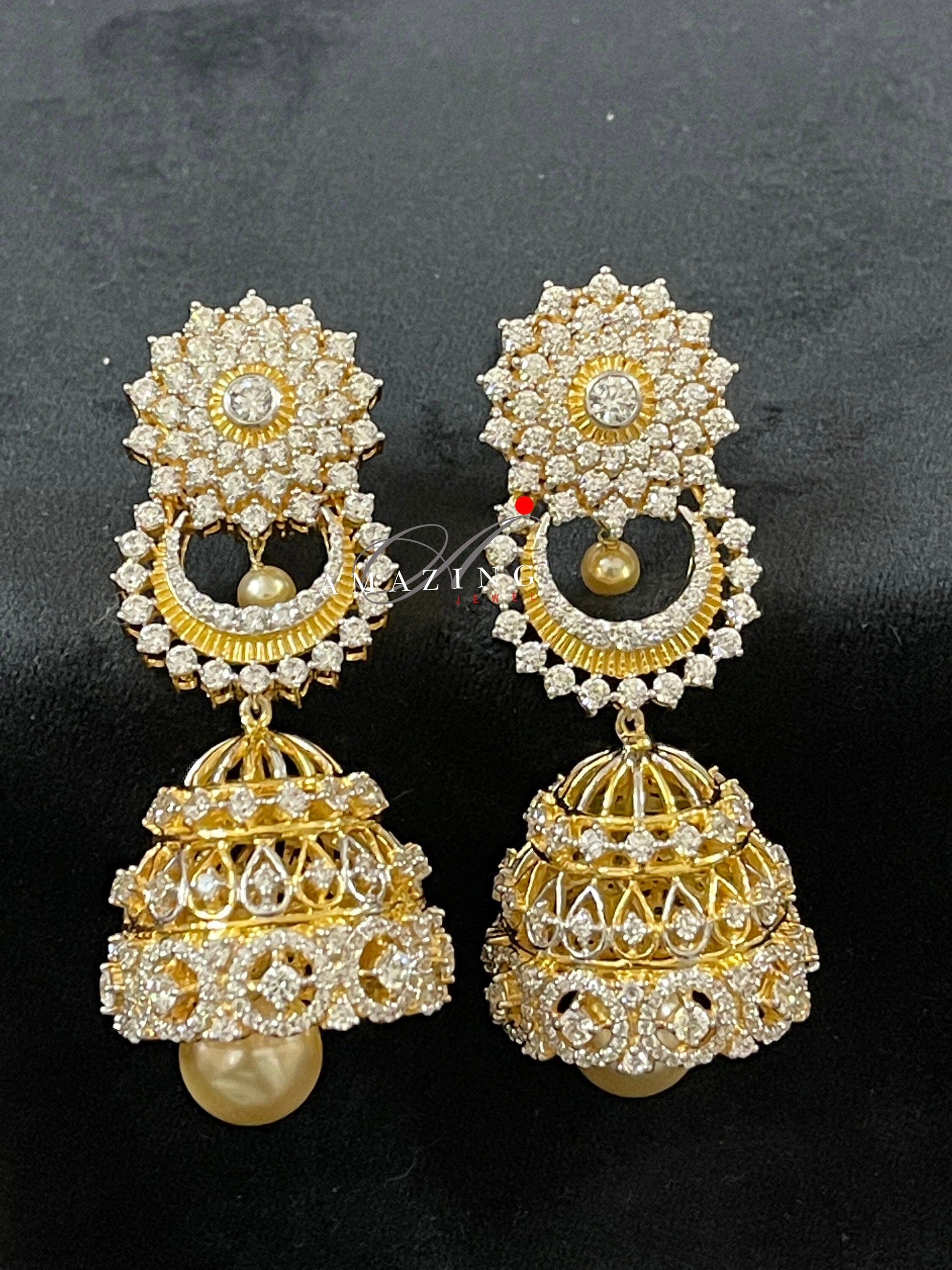 Silver Studded Cubic Zirconia Jhumka, Swarovski Earrinng ,Bridal Jewelry, Traditional Jewelry, 925 Silver Earring, Fine Jewelry , Jhumki