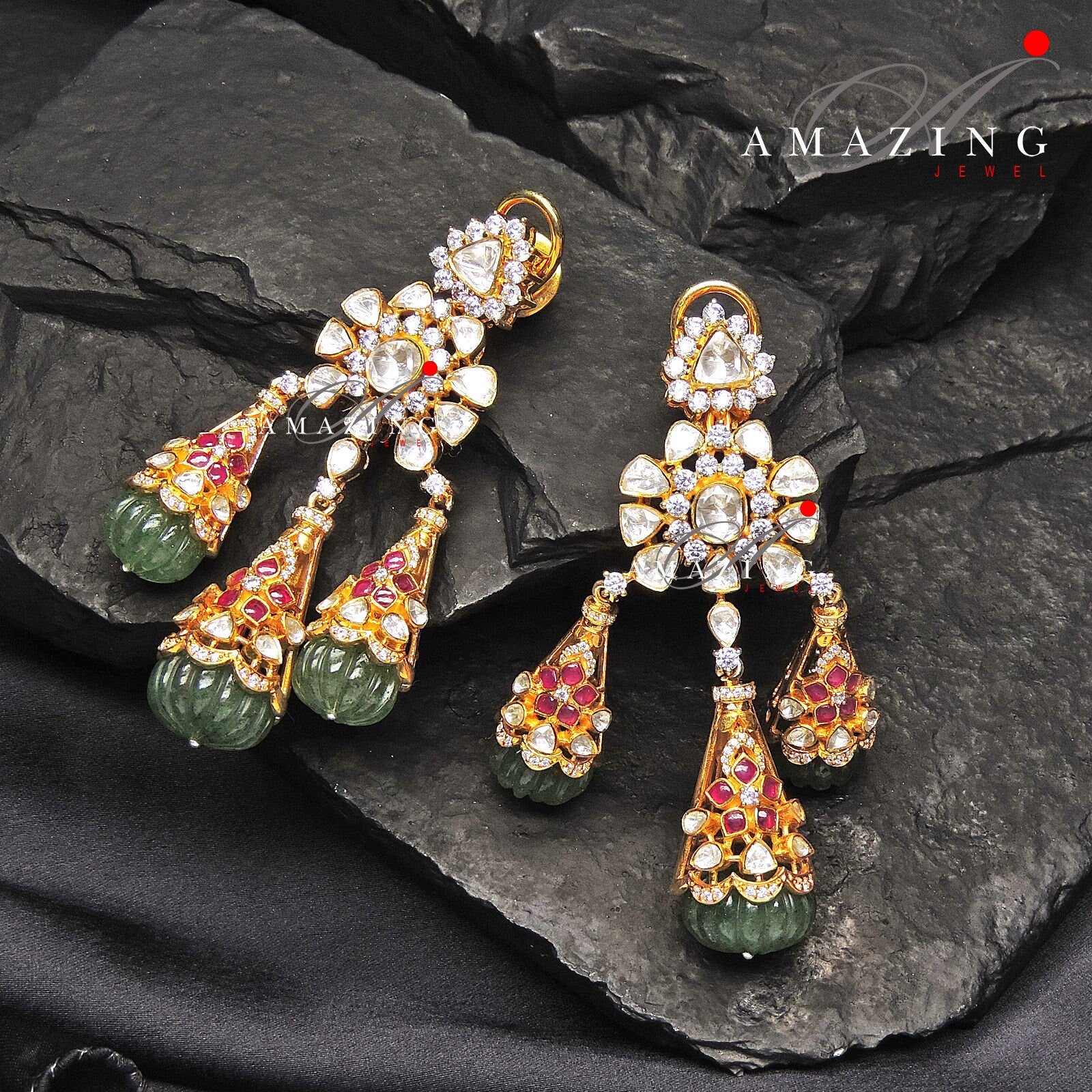 Silver Moissanite Polki Earring Moissanite Kundan Earring 925 Silver Earring Bridal Jewelery Traditional Jewelery Statement Earrings