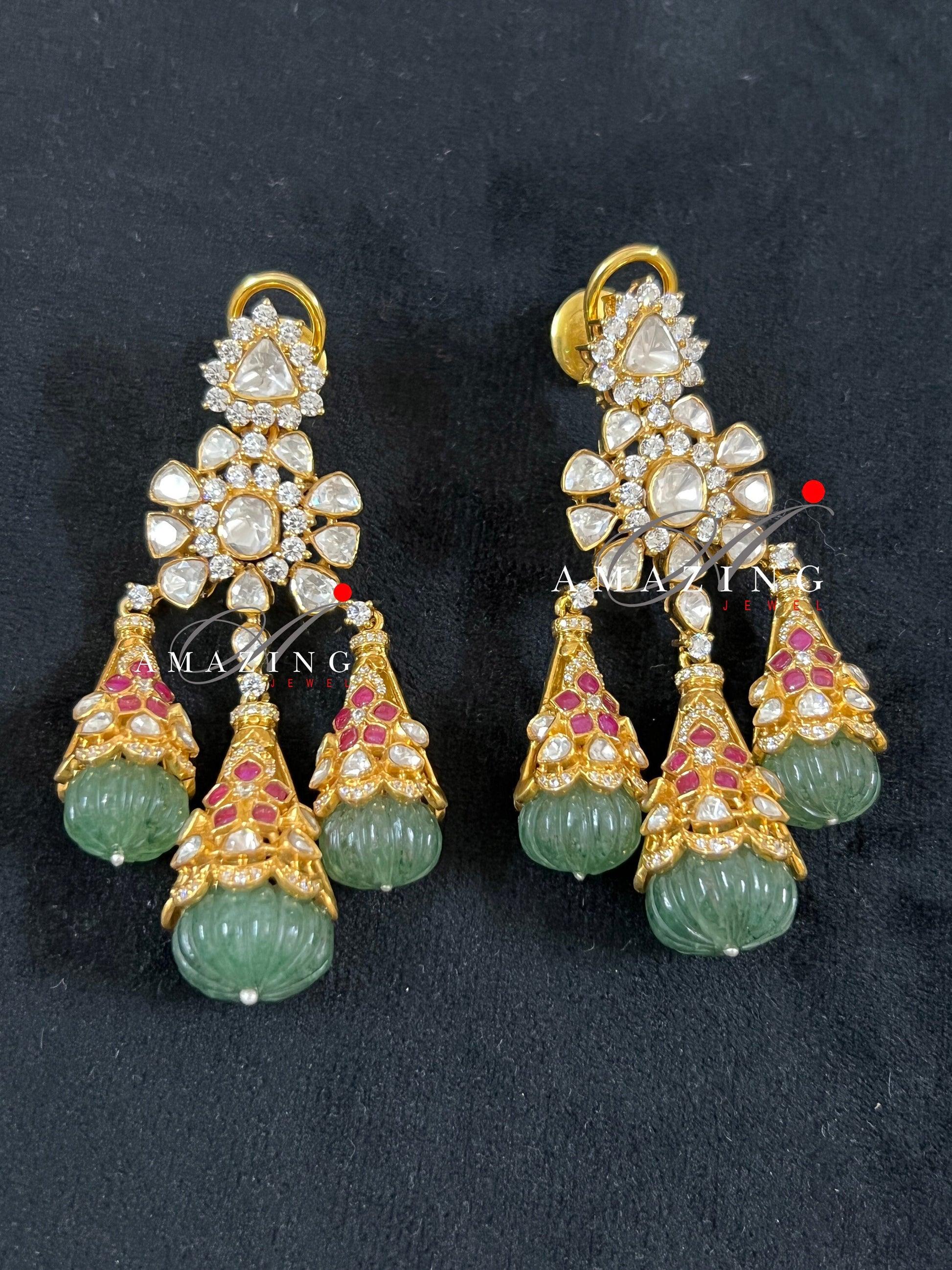 Silver Moissanite Polki Earring Moissanite Kundan Earring 925 Silver Earring Bridal Jewelery Traditional Jewelery Statement Earrings