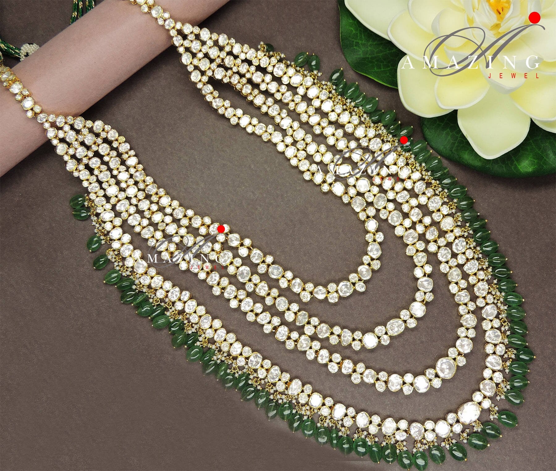 Silver Moissanite Polki Bridal Necklace Wedding Jewelery Indian Traditional Necklace 925 Silver Necklace Bridal Set Statement Necklace