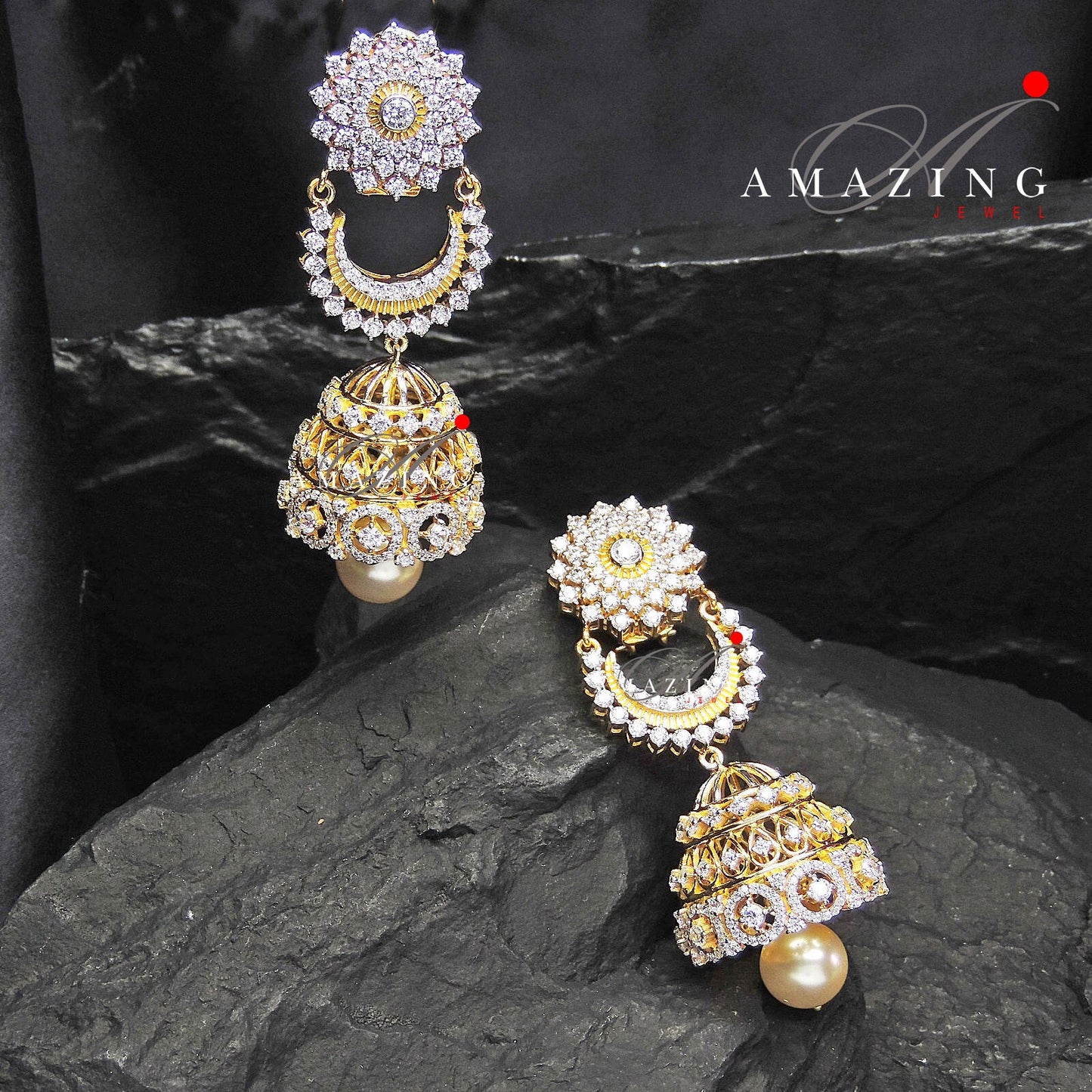 Silver Studded Cubic Zirconia Jhumka, Swarovski Earrinng ,Bridal Jewelry, Traditional Jewelry, 925 Silver Earring, Fine Jewelry , Jhumki