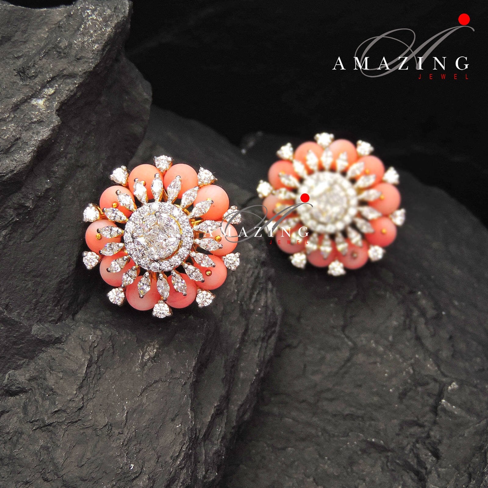 Silver Swarovski Cubic Zirconia Earring Coral Stud Bridal Jewelery Wedding Jewelery 925 Silver Earring Statement Jewelery Earrings