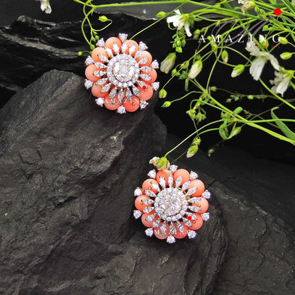 Silver Swarovski Cubic Zirconia Earring Coral Stud Bridal Jewelery Wedding Jewelery 925 Silver Earring Statement Jewelery Earrings