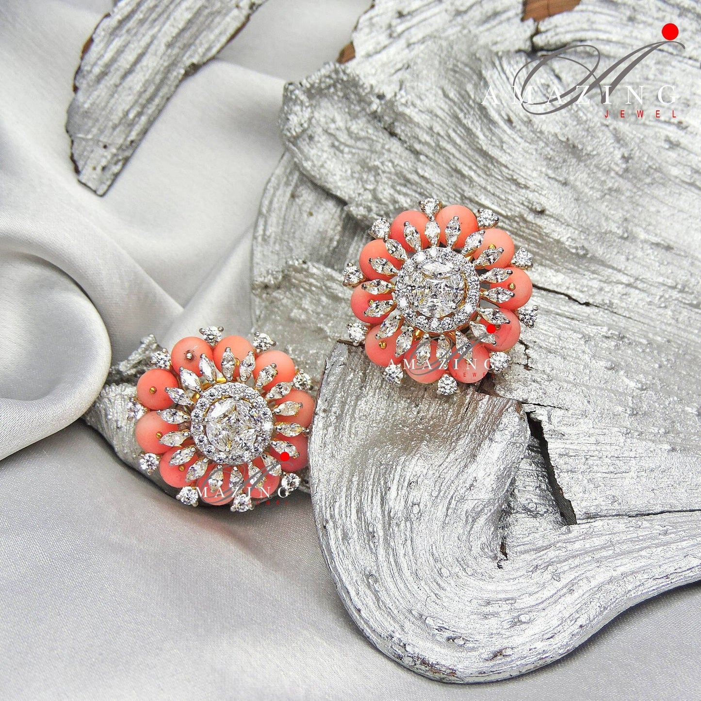 Silver Swarovski Cubic Zirconia Earring Coral Stud Bridal Jewelery Wedding Jewelery 925 Silver Earring Statement Jewelery Earrings