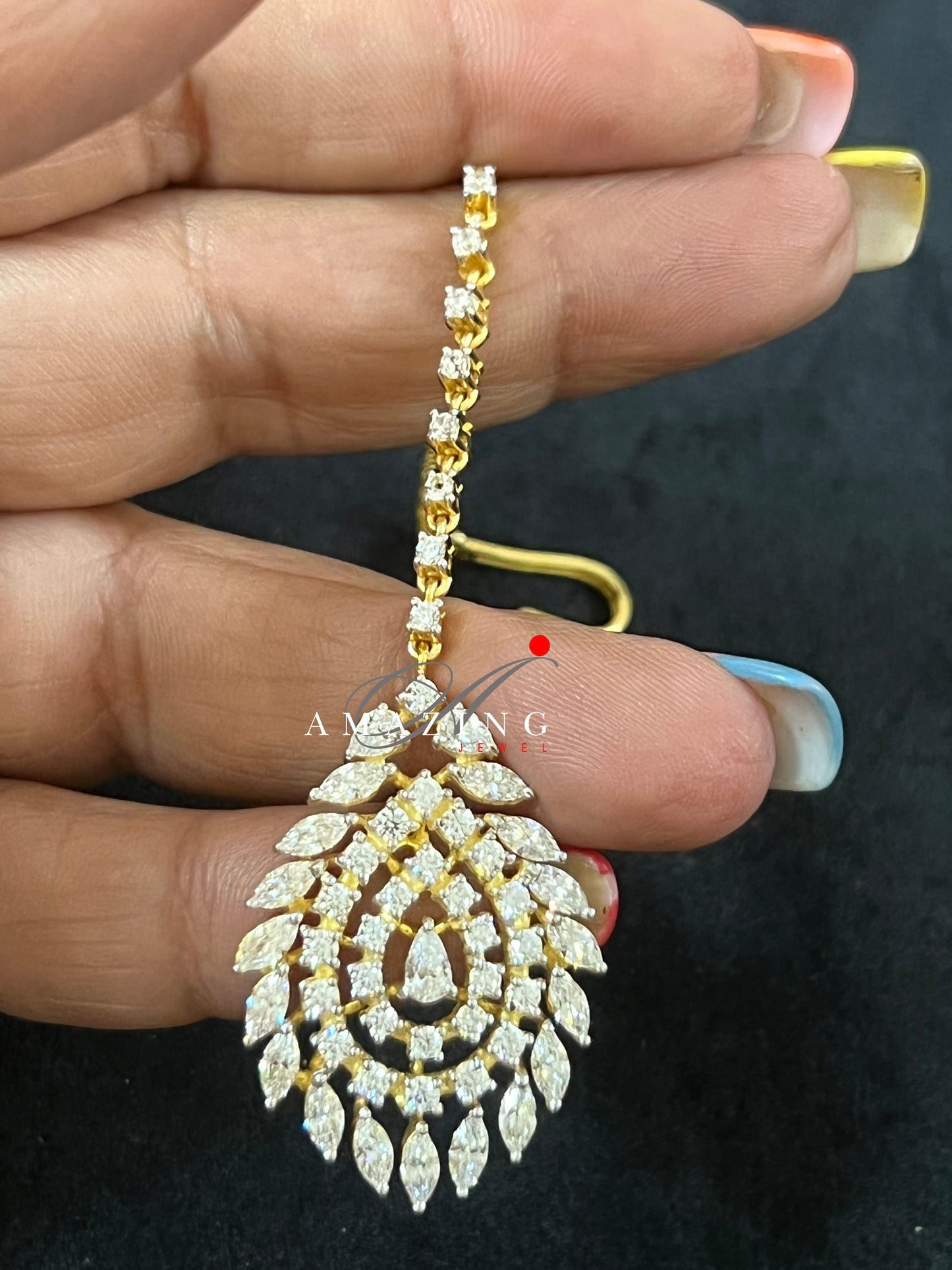 Swarovski Tikka/Statement Maang Tikka/Indian WeddingJewelry/Crystal Jewelry/Punjabi Pakistani Jewelry/Bollywood Jewelry/Manng tikka