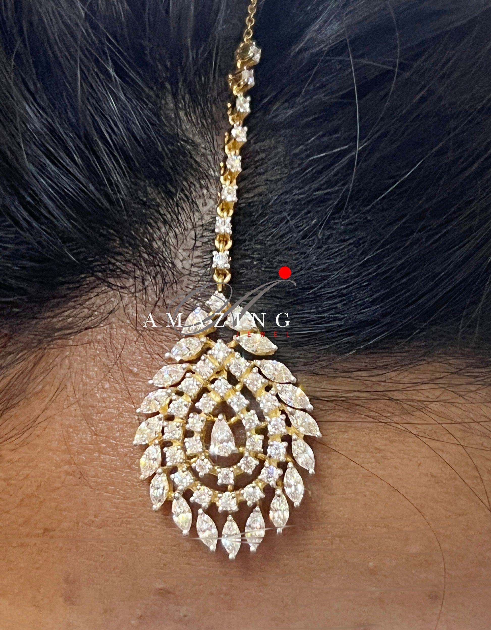 Swarovski Tikka/Statement Maang Tikka/Indian WeddingJewelry/Crystal Jewelry/Punjabi Pakistani Jewelry/Bollywood Jewelry/Manng tikka