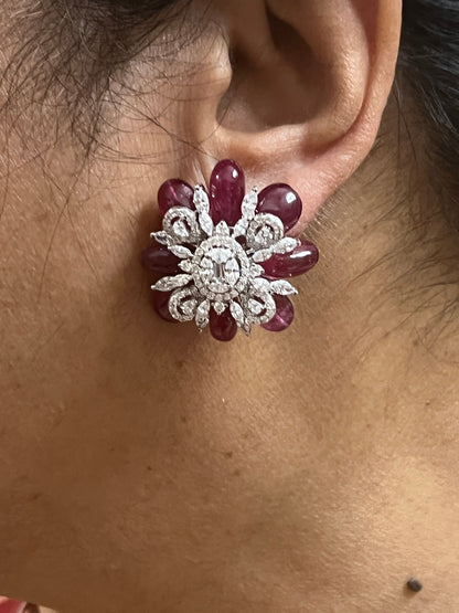 Silver Swarovski Cubic Zirconia Earring, Swarovski Studs, Contemporary Jewelery, Silver Studs, Fine Jewelery, Ruby, Emerad, Tazanite Studs