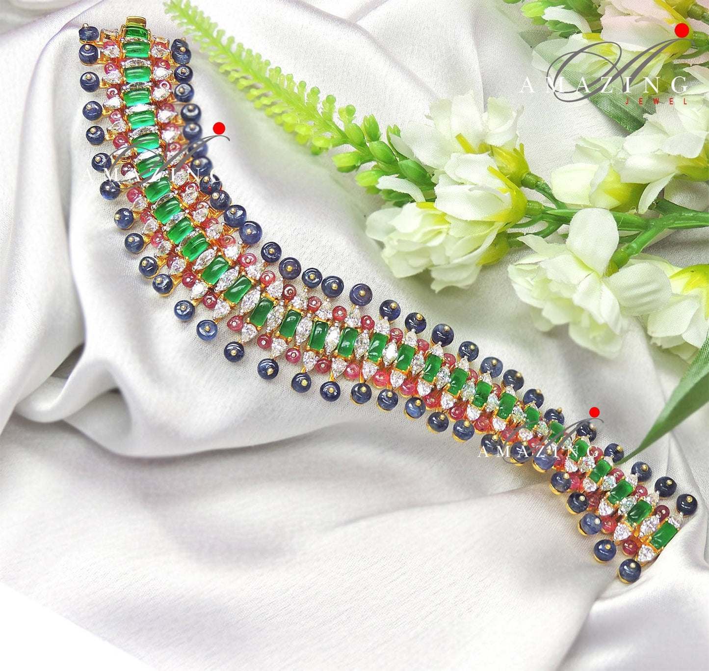 Silver Swarovski Multi Colour Bracelet ,Cubic Zirconia Bracelet, Contemporary Bracelet, Silver Tennis Bracelet, Bridal Jewelery, 18K Plated