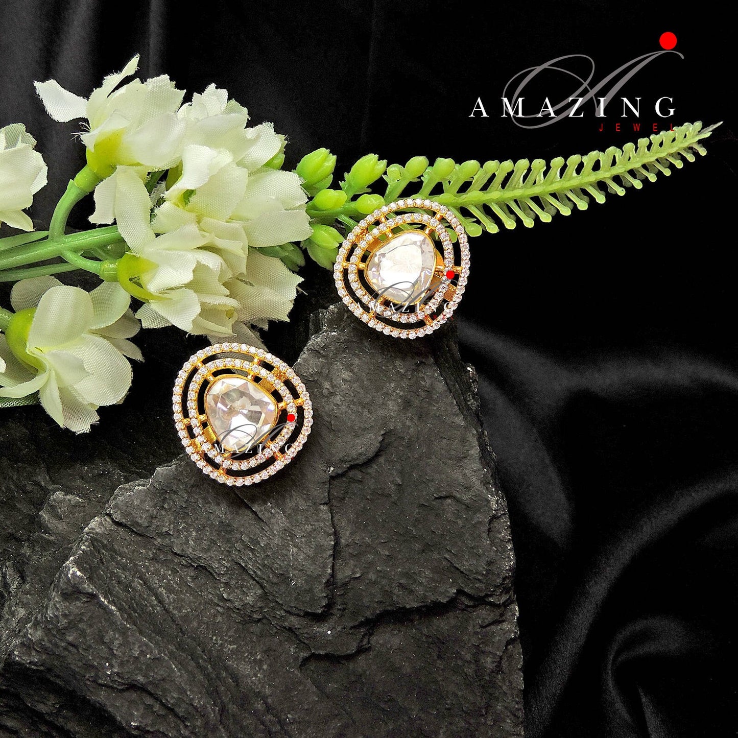 Silver Moissanite Polki Earring, Moissanite Kundan Stud, 925 Silver Stud, Earring, Bridal Jewelery, Traditional Jewelery, Women Jewelery