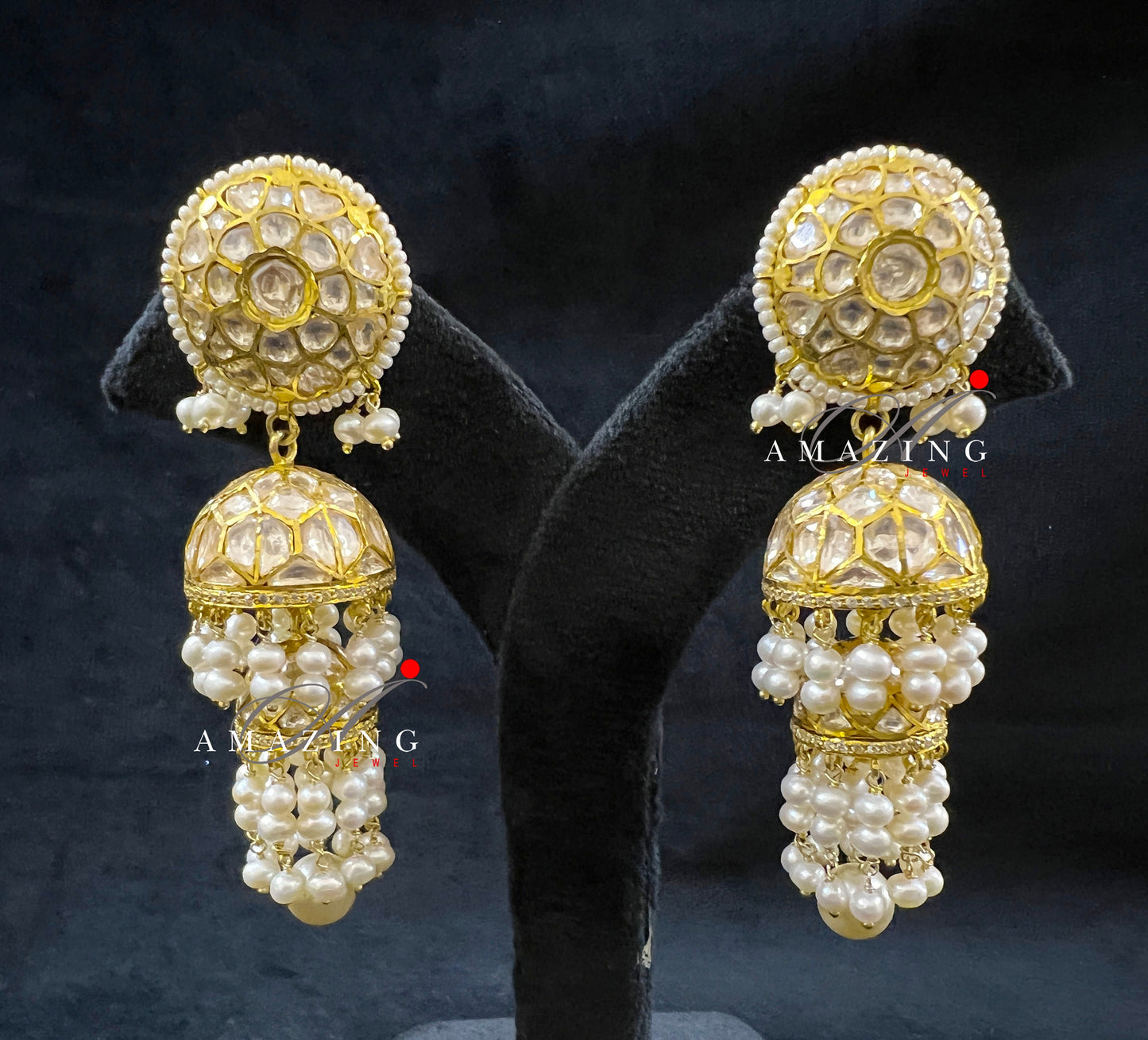 Silver Moissanite Polki Jhumka, Moissanite Polki Earring, Wedding Jewelery, Indian Jewelery, Traditional Jhumka, Bridal Earring, Jhumka