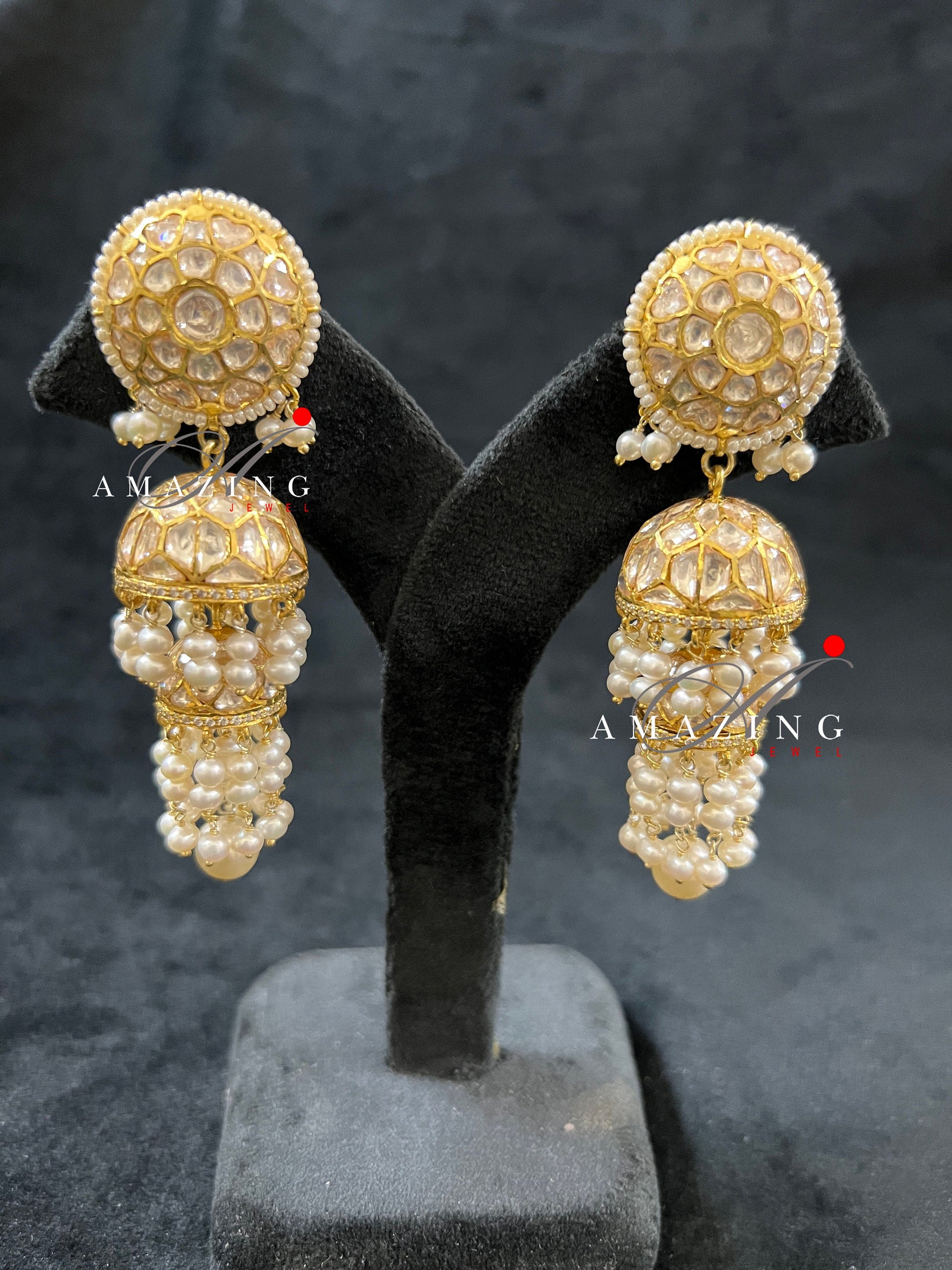 Silver Moissanite Polki Jhumka, Moissanite Polki Earring, Wedding Jewelery, Indian Jewelery, Traditional Jhumka, Bridal Earring, Jhumka