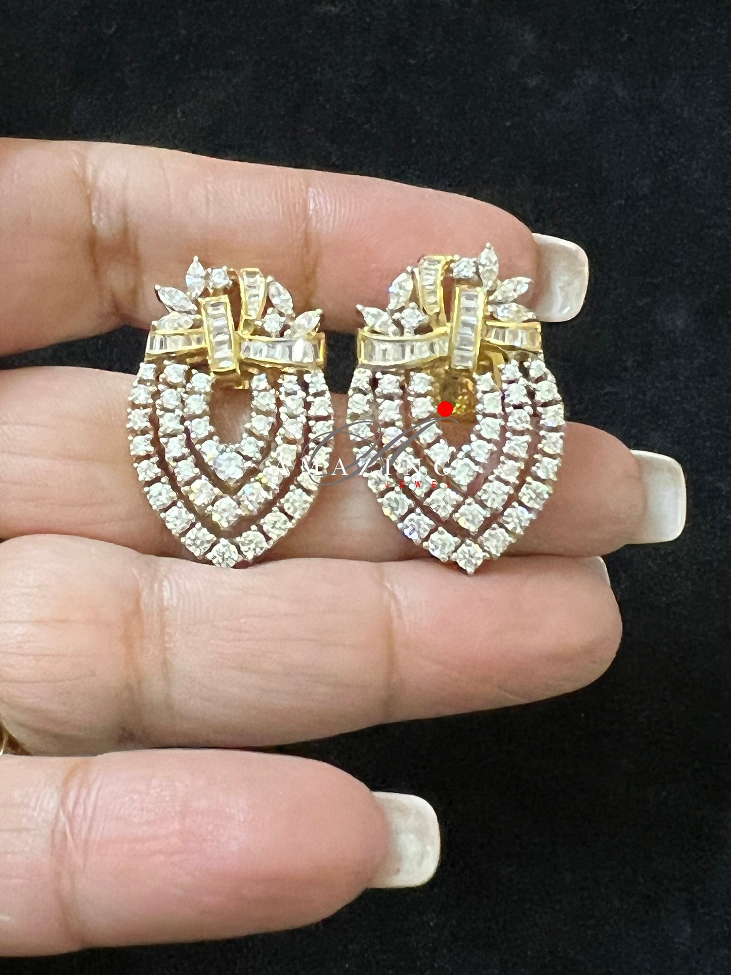 Silver Studded Cubic Zirconia Earring, Swarovski Studs, Bridal Jewellery, Party wear Jewelery, 925 Silver Earring,Earrings, Fine Jewellery