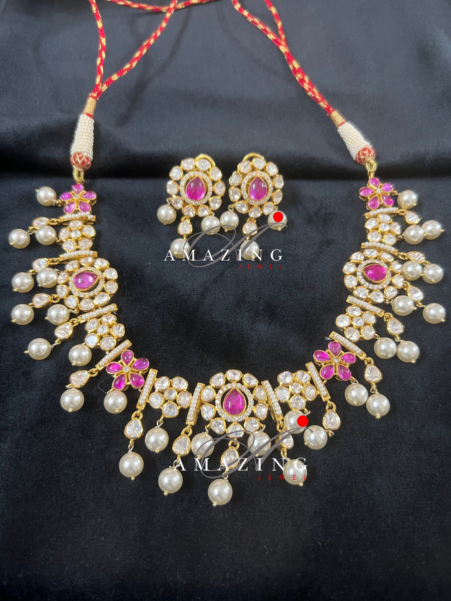 Silver Moissanite Polki Necklace,Wedding Jewelery,Indian Traditional Jewelery,Bridal Jewelery,925 Silver Necklace,Kundan Necklace, uncut Set