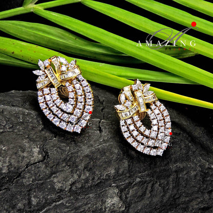 Silver Studded Cubic Zirconia Earring, Swarovski Studs, Bridal Jewellery, Party wear Jewelery, 925 Silver Earring,Earrings, Fine Jewellery