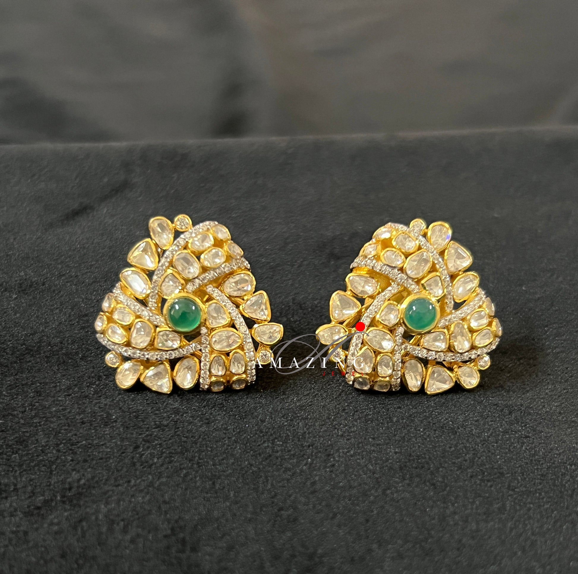 Silver Moissanite Polki Earring, Indian Wedding Jewelery, Polki Stud, Statement Earring, Bridal Jewelery, Travel Jewelery, Earring, Studs